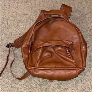 Light Brown Faux Leather Backpack